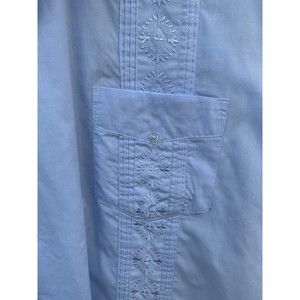 Tommy Havana Mens Short Sleeve Button Down Embroidered Blue Shirt XXL (18-18.5)
